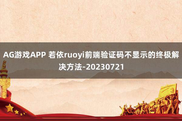 AG游戏APP 若依ruoyi前端验证码不显示的终极解决方法-20230721